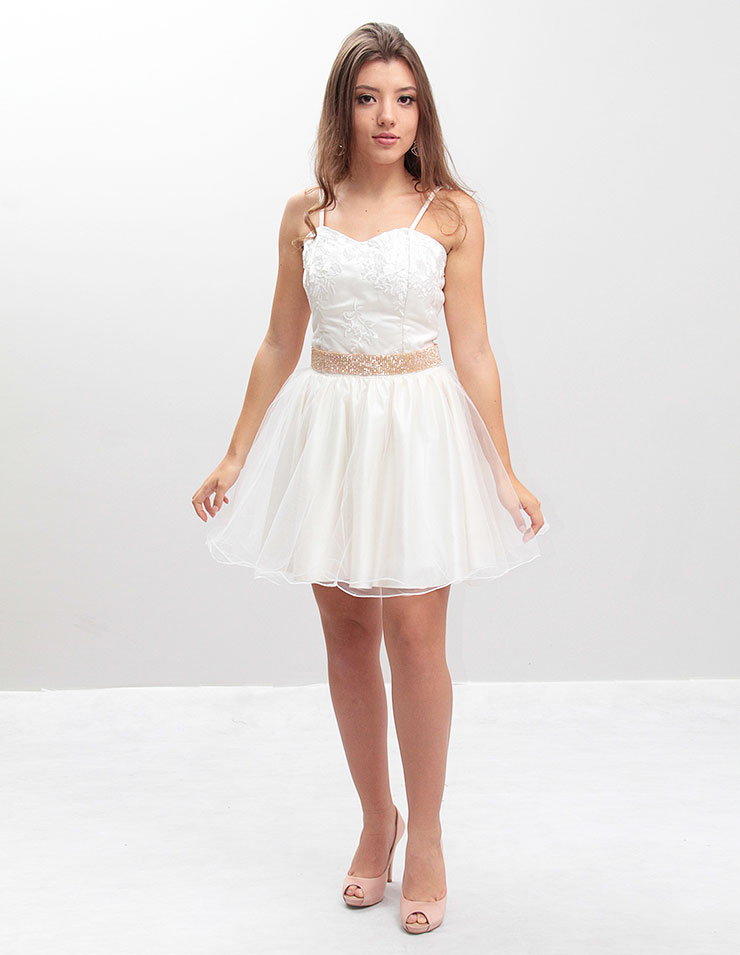 vestido debutante branco curto